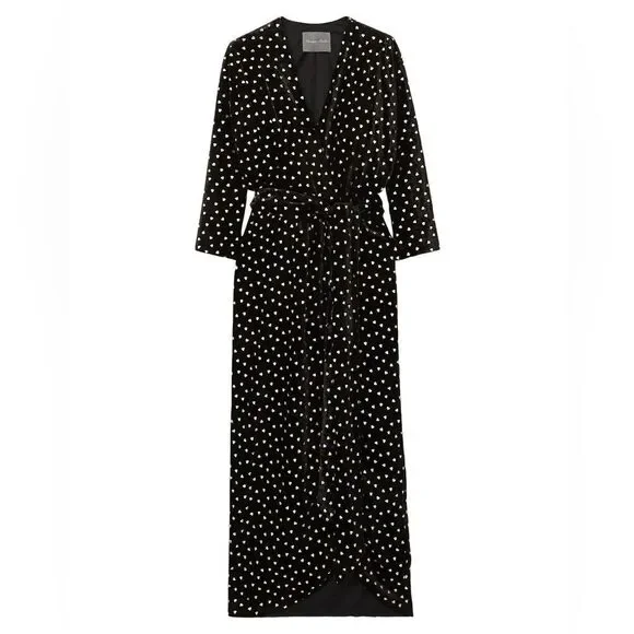 Monique Lhuillier Wrap-Effect Dress with Gold Hearts